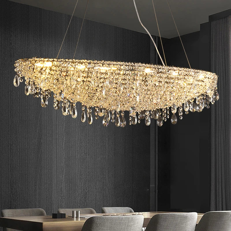 Afralia™ Modern Crystal Bead Pendant Lighting Fixture with Dimmable LED for Home Decor