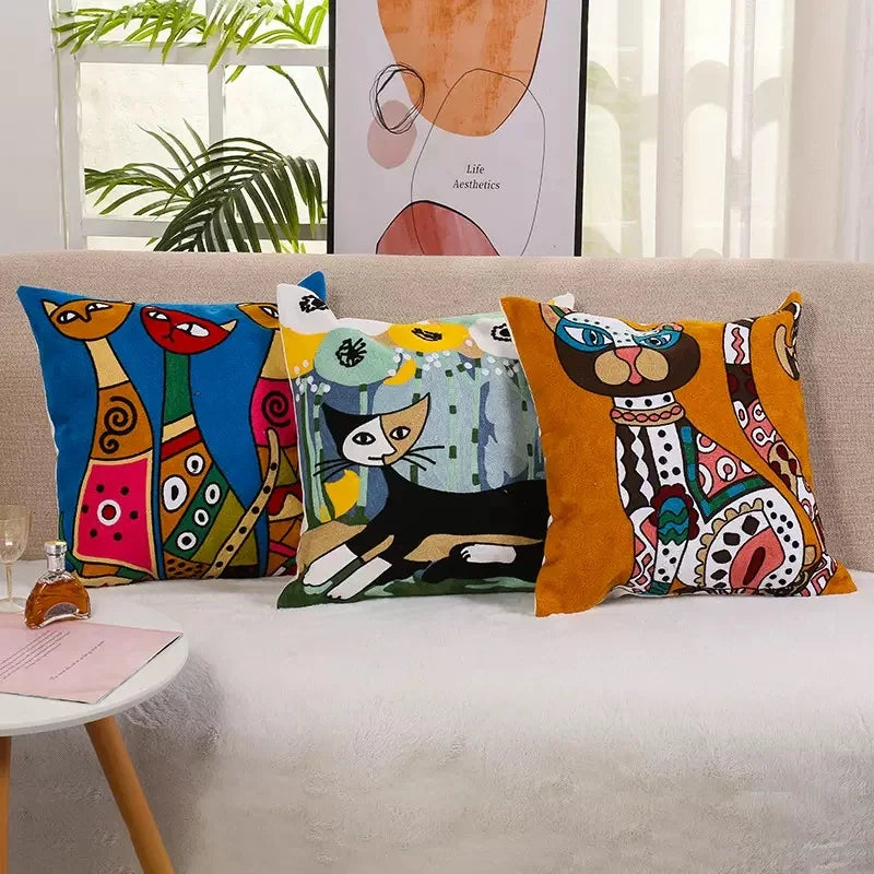 Picasso Abstract Embroidered Pillowcases by Afralia™