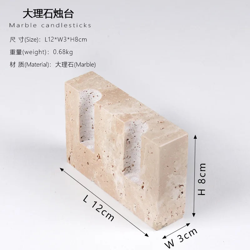 Afralia™ Travertine Stone Marble Candle Holder for Elegant Table Centerpiece