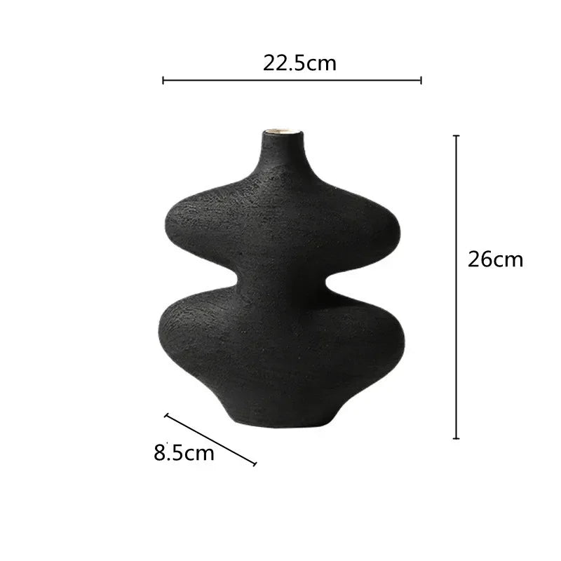 Afralia™ Geometric Ceramic Vase Set Black White Crafts Home Decor Flower Arrangement