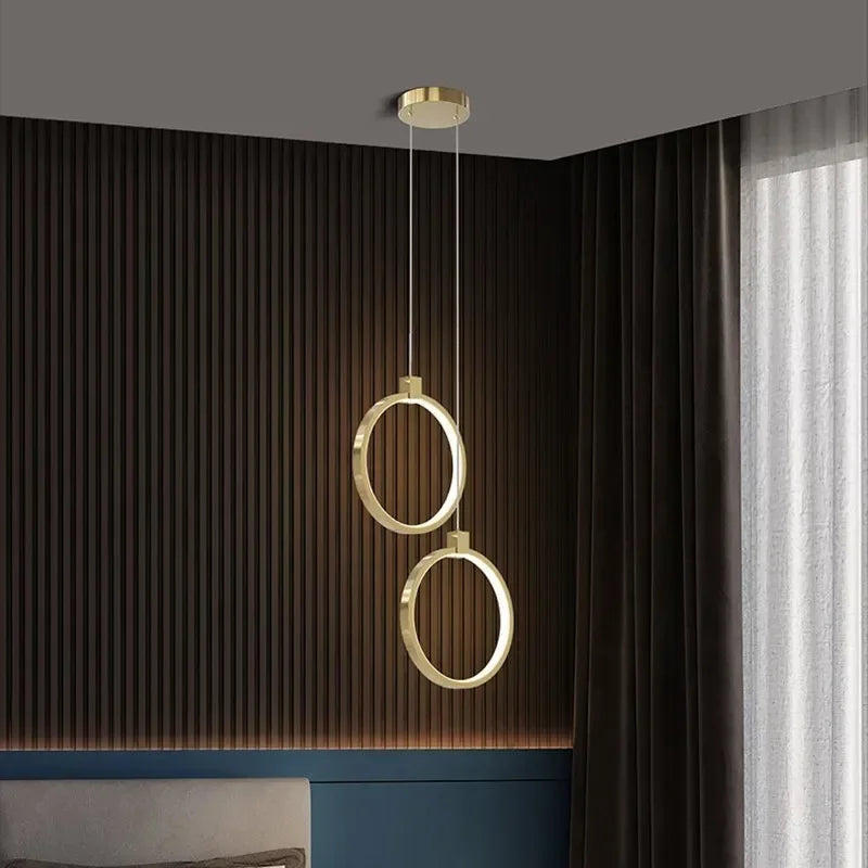 Afralia™ Modern Minimalist LED Pendant Chandelier for Bedroom Living Room in Gold Black