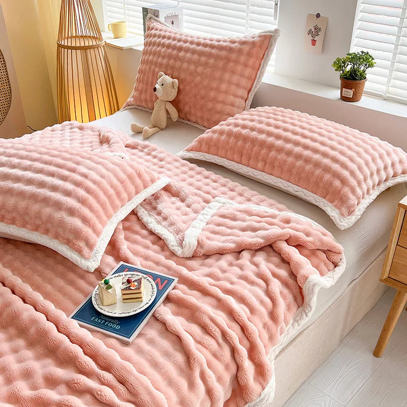 Afralia™ Plush Velvet Bed Blanket for Cozy Autumn Warmth, Soft Coral Fleece Sofa Throw