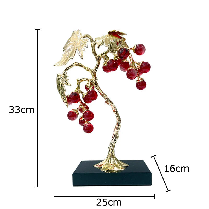 Afralia™ Crystal Grape Tree Ornaments Gold-plated Vine Home Decor Living Room Desk Aesthetic