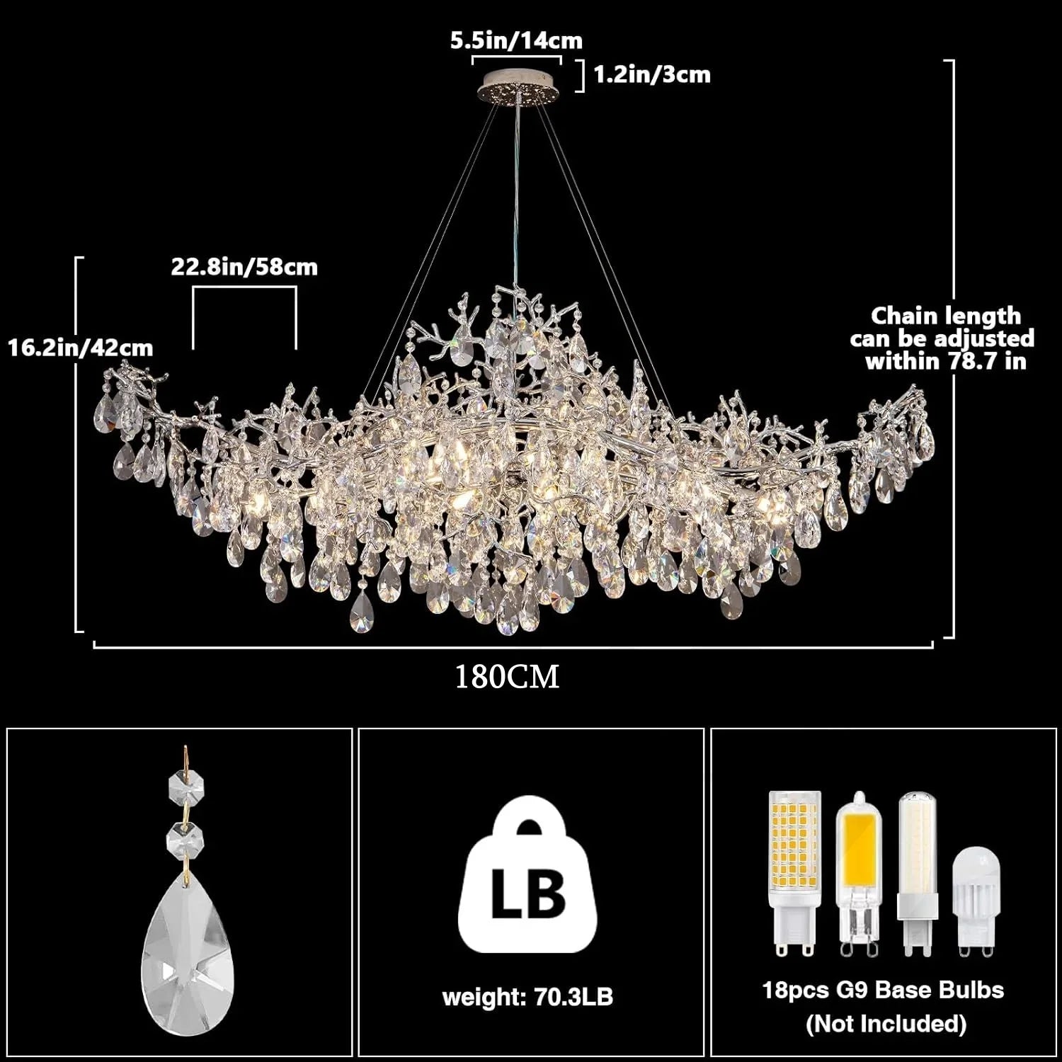 Afralia™ Modern Crystal Branch Chandelier for Living Room and Dining Room