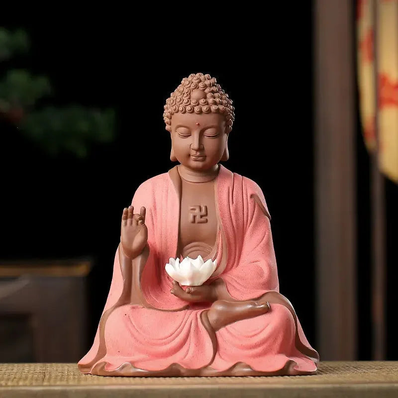 Afralia™ Ceramic Sakyamuni Buddha Statue 24cm - Chinese Style Decorative Ornament