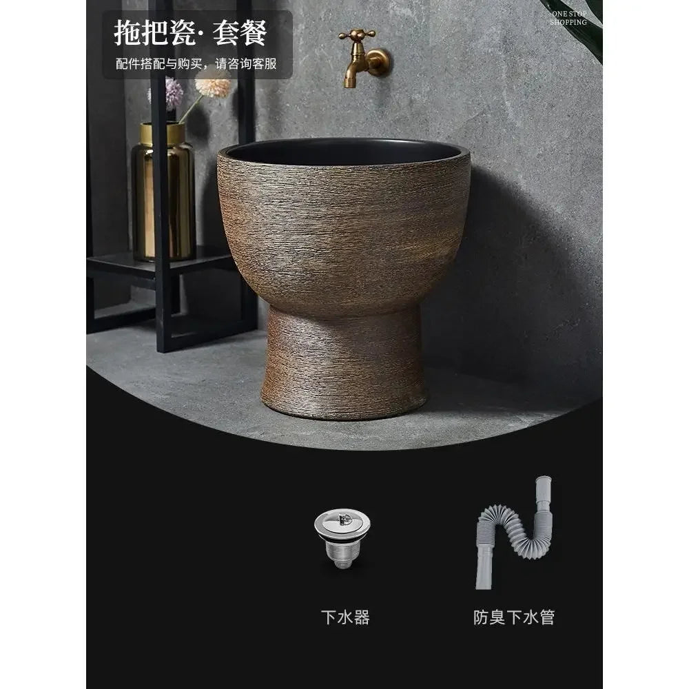 Afralia™ Retro Outdoor Ceramic Basin Column Wash Basin for Bathroom Sinks