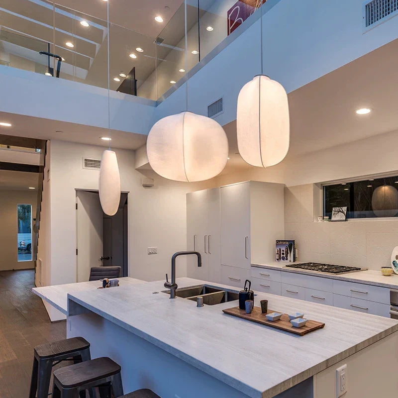 Afralia™ Silk Chandelier: Nordic Wabi Sabi LED Pendant Light for Home, Bar, and Dining Room