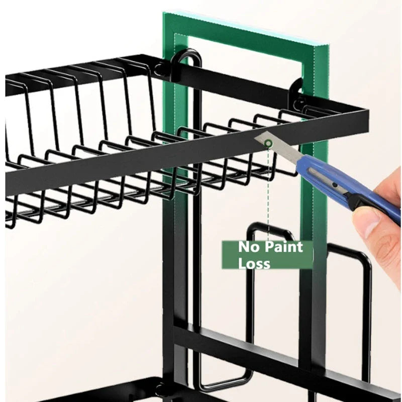 Afralia™ 2 Tier Kitchen Storage & Drying Rack - Countertop Organizer for Dinnerware & Utensils