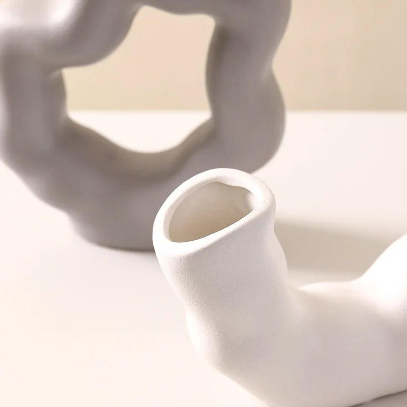 Afralia™ Geometric Ceramic Flower Vase for Stylish Home Decor & Flower Arrangement