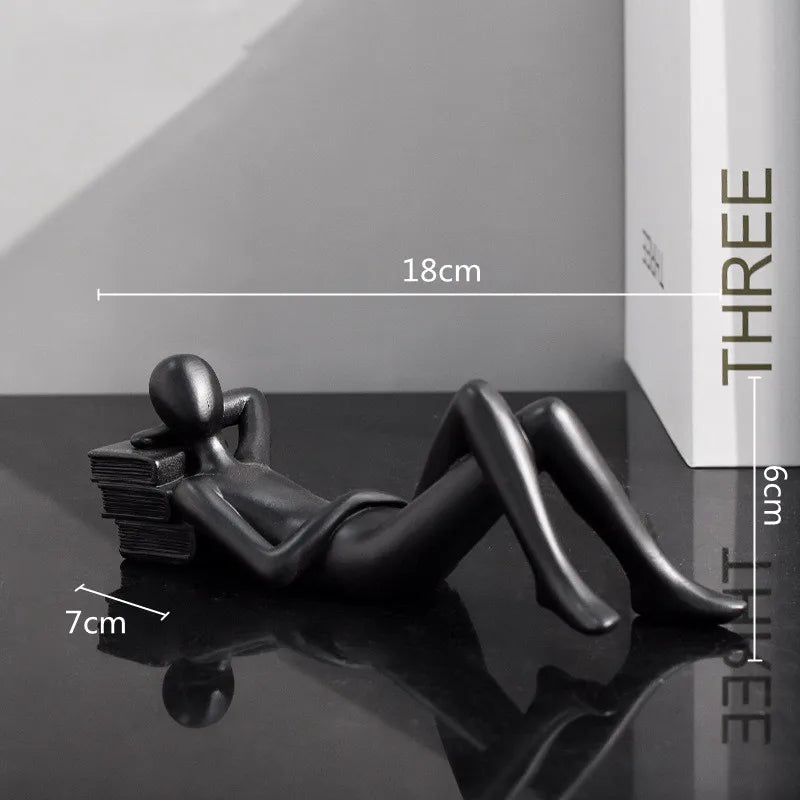 Afralia™ Golden Thinker Reader Man Resin Figure: Abstract Home Decor Figurine