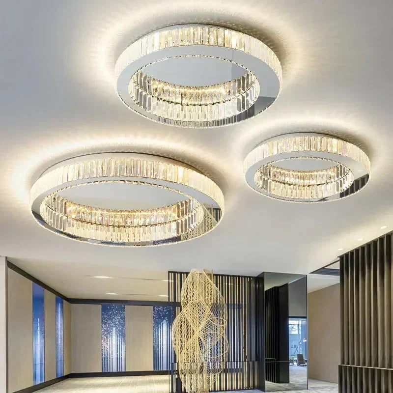 Afralia™ Crystal Circle LED Ceiling Chandelier for Home Indoor Decor Light Fixture