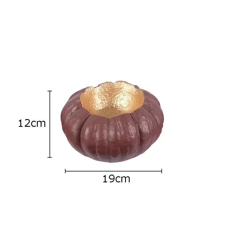 Afralia™ Gold Pumpkin Resin Sculpture Ornaments Home Decor-Artistic Room Aesthetics