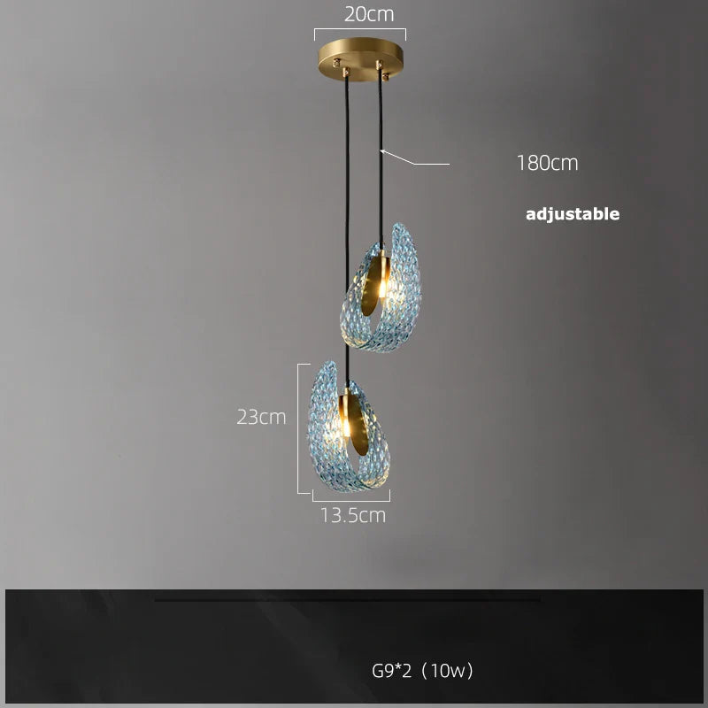 Afralia™ Blue Queen Crystal Glass LED Ceiling Chandelier - Elegant Lighting Fixture for Living Room