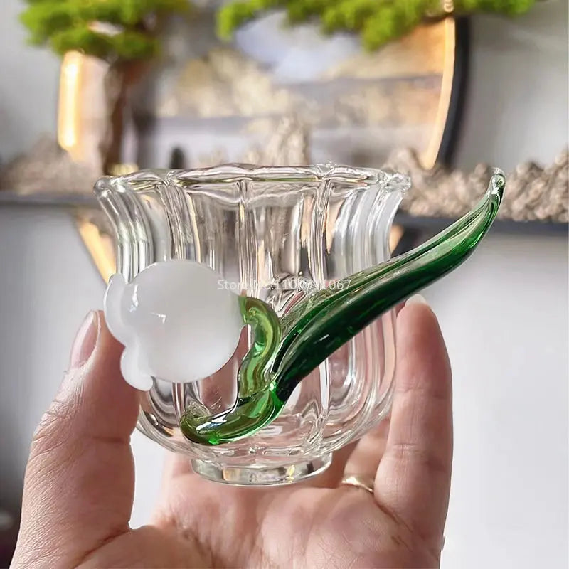 Afralia™ Lily of The Valley Glass Cup Set for Home and Office Use