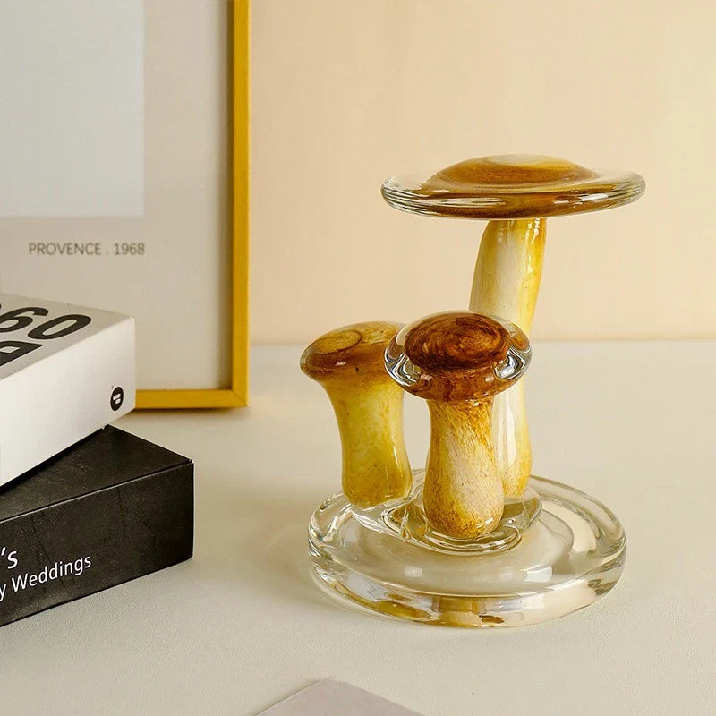 Afralia™ Mushroom Glass Ornaments | Handcrafted Decor Figurines | Home Decoration Accessories