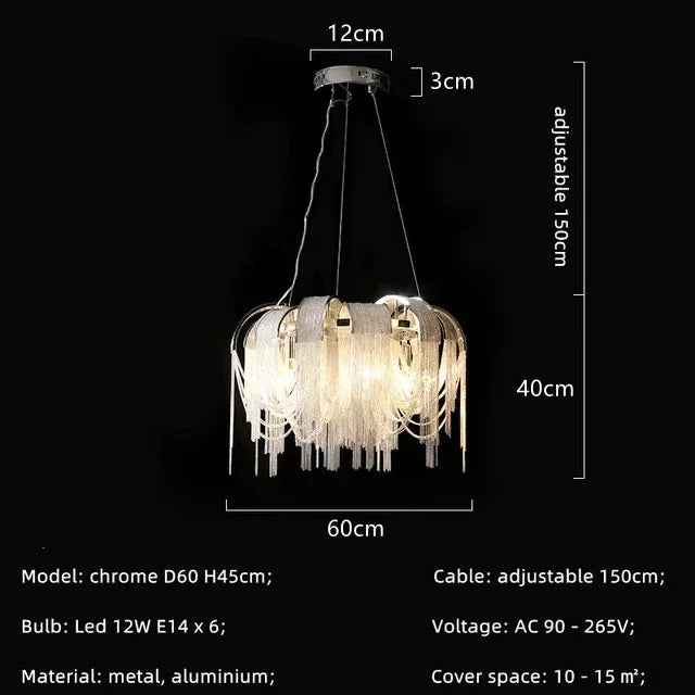 Afralia™ Modern Tassels LED Chandelier for Living Room Dining Bedroom Pendant Lights
