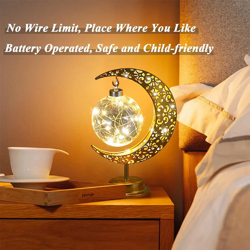 Afralia™ LED Ramadan Moon Star Night Light Table Lamp for Eid Decoration