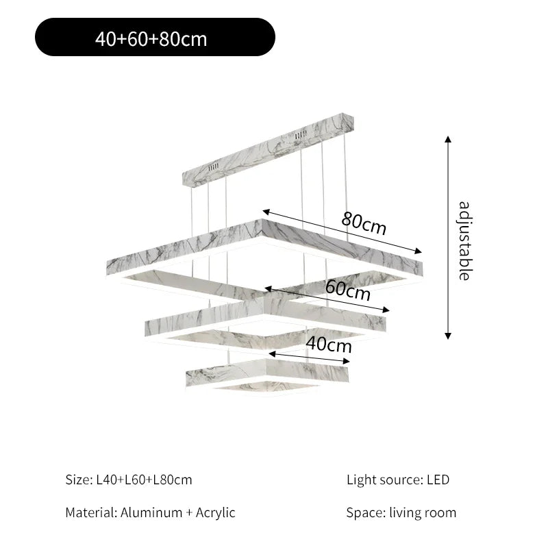 Afralia™ Square Marble Chandelier: Nordic Modern Living Room Pendant Light & Dining Lamp