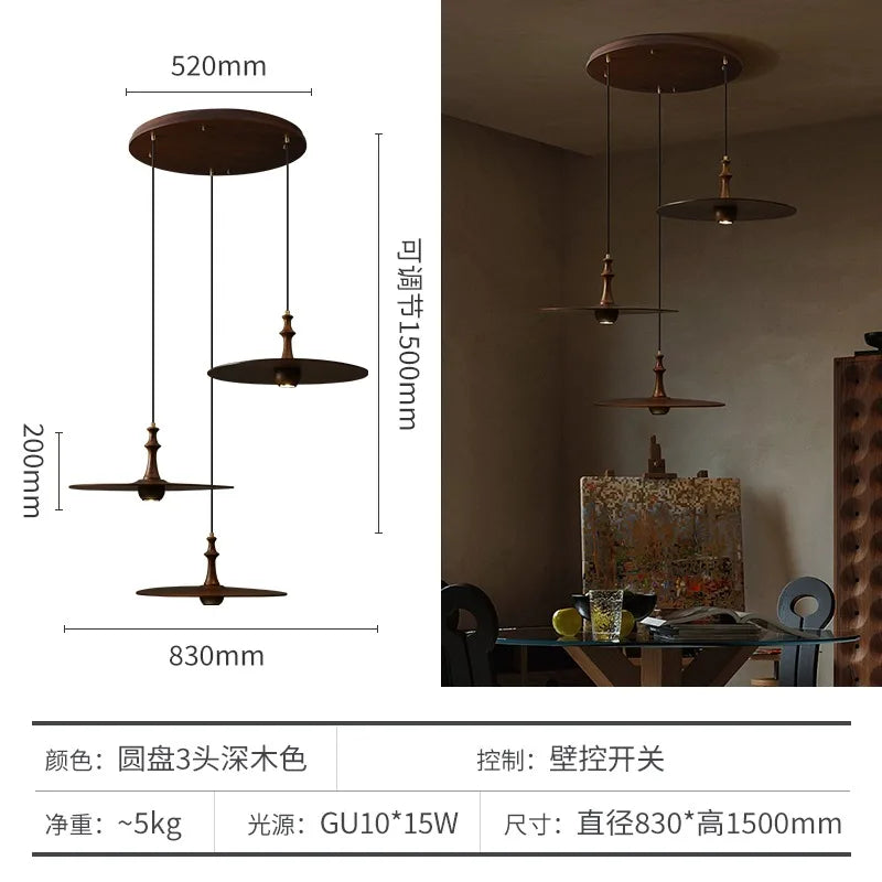 Afralia™ Solid Wood Flying Saucer Pendant Light for Home Decor and Lighting