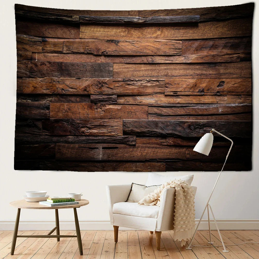 Dark Wood Texture Abstract Art Tapestry Hippie Wall Hanging for Living Room Home Decor by Afralia™