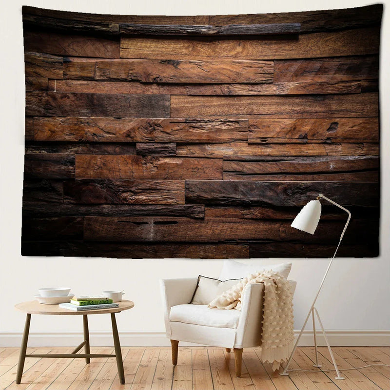 Dark Wood Texture Abstract Art Tapestry Hippie Wall Hanging for Living Room Home Decor by Afralia™