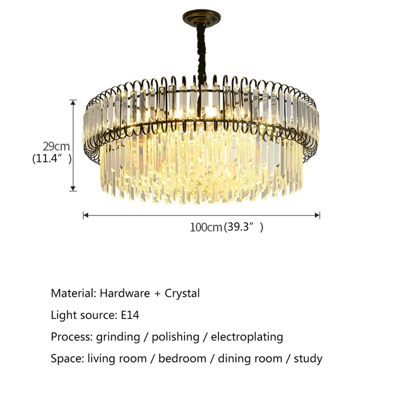 Afralia™ Light Luxury Crystal Chandelier for Dining, Living, & Bedroom - Modern, Simple Design