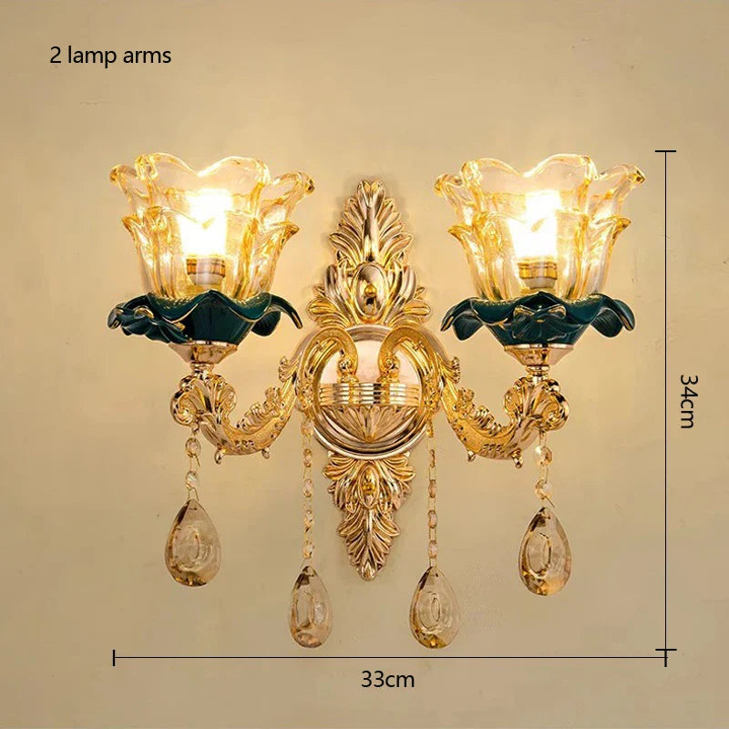 Afralia™ Champagne Crystal Chandelier: Luxurious Living Room Bedroom Pendant Lamp