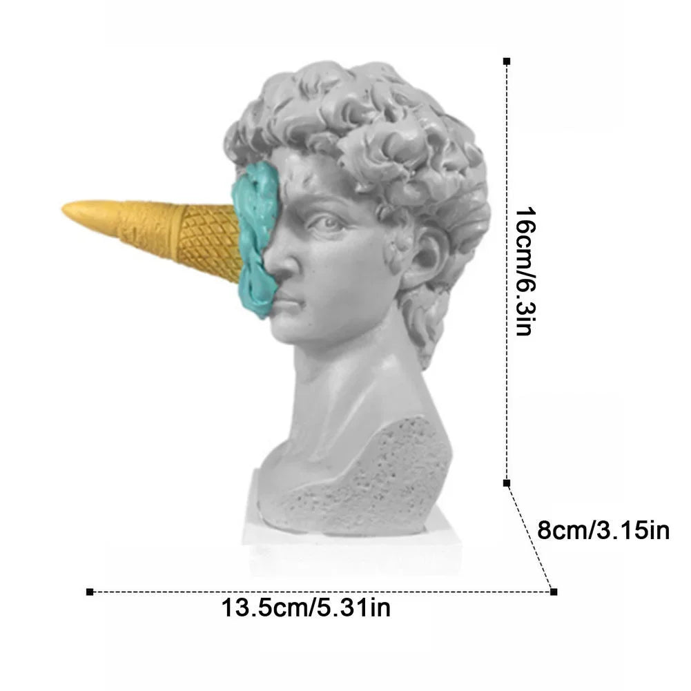 Afralia™ Modern Abstract Resin David Head Bust Sculpture Mini Desktop Ornament