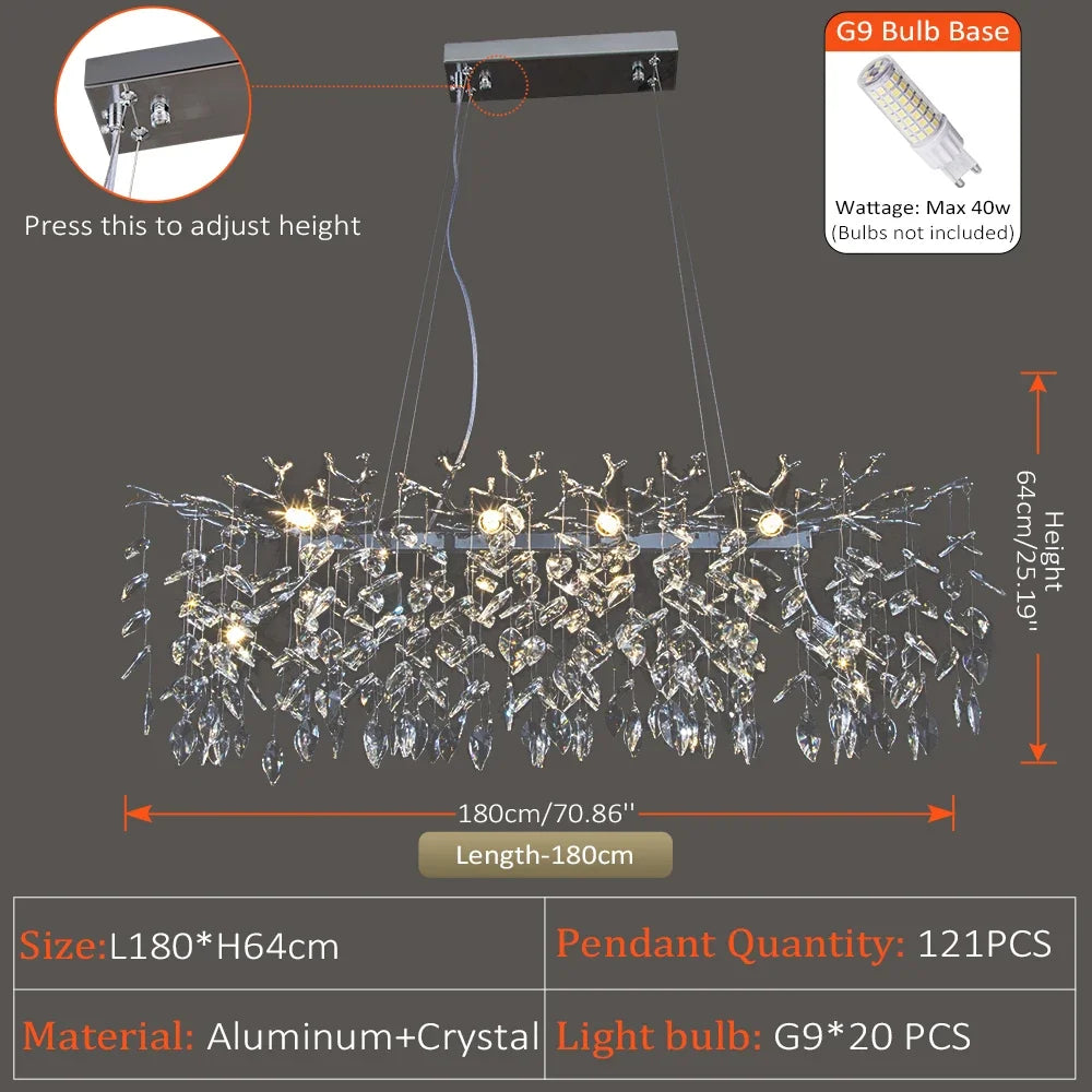 Afralia™ Crystal Suspension Pendant Light: Elegant Chandelier for Dining Room, Living Room, Kitchen