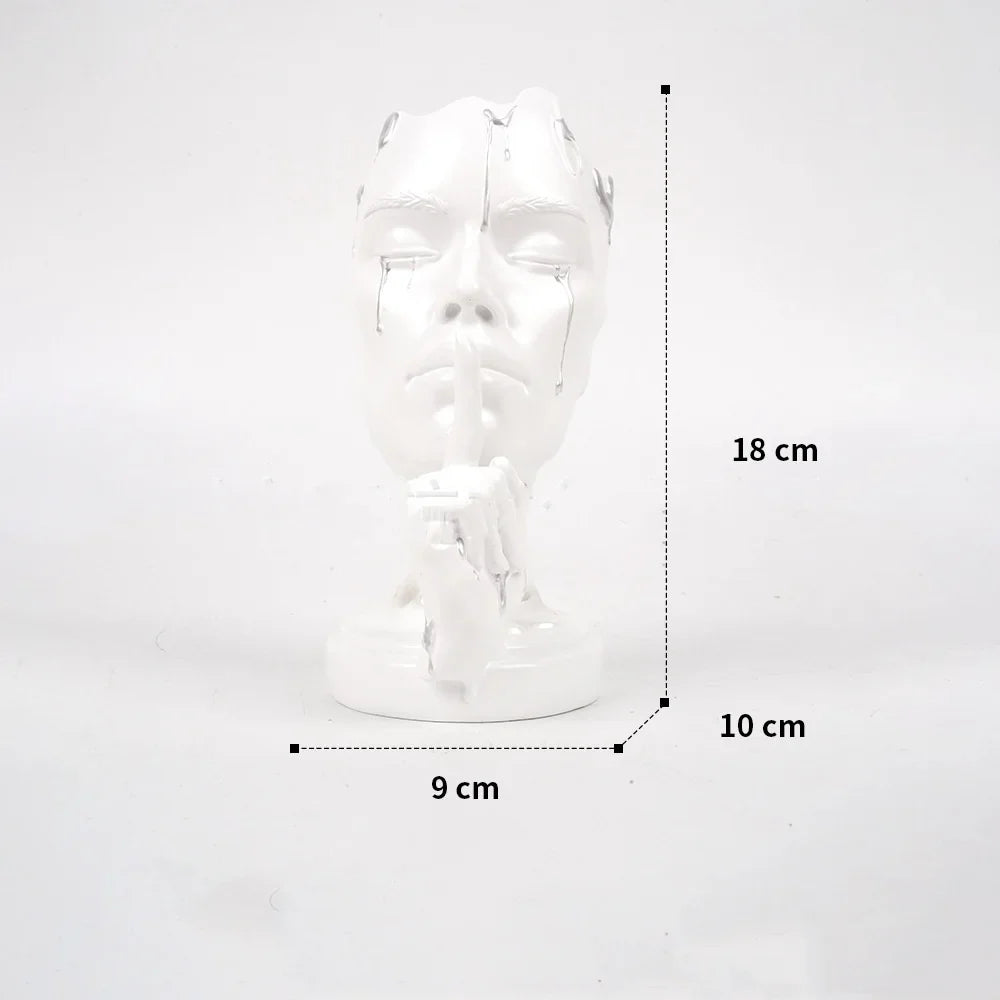 Afralia™ Abstract Face Mask Silence Gold Resin Statue Home Decor Figurine