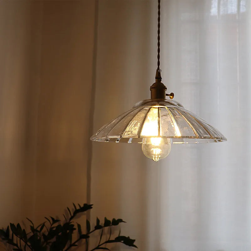 Afralia™ Glass LED Pendant Light: Retro Copper Chandelier for Kitchen, Bedroom, Restaurant.