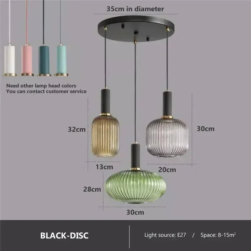 Afralia™ Colorful Glass Pendant Lights Living Room Bedside Lamp LED Hanging Lighting