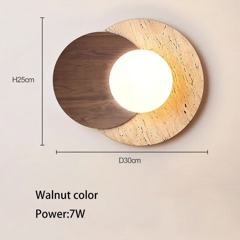 Afralia™ Nordic Stone Wood Wall Sconce Light Fixture for Bedroom, Wabi-sabi Design