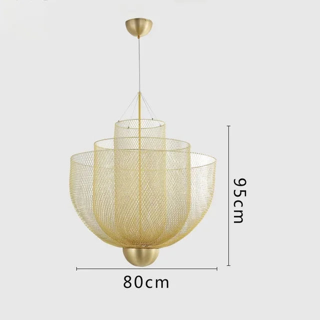 Afralia™ Metal Grid LED Chandelier Moooi Designer Pendant Iron Geometric Hollow Hanging Lamp
