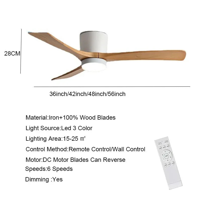 Afralia™ Modern Ceiling Fans 36-56" DC Motor Reversible Blades Remote Control LED Light