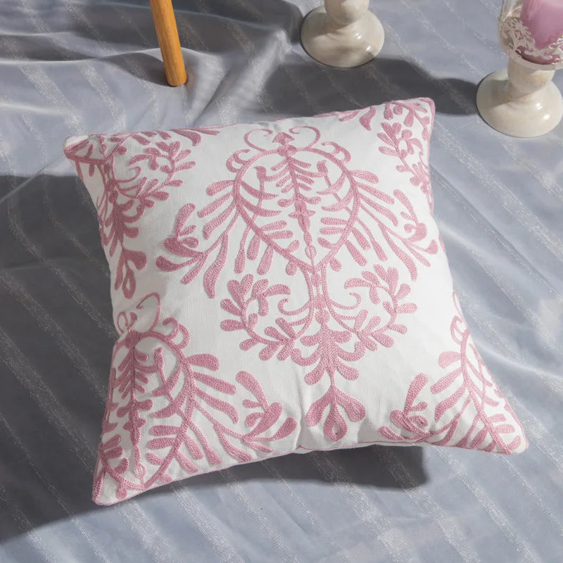 Afralia™ Cotton Flower Embroidered Geometry Pillowcase 45*45cm - Sofa Living Room Bedside Pillows