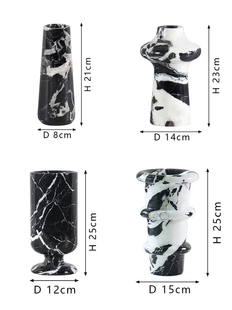 Afralia™ Noir Grand Antique Marble Vase for Modern Home Décor