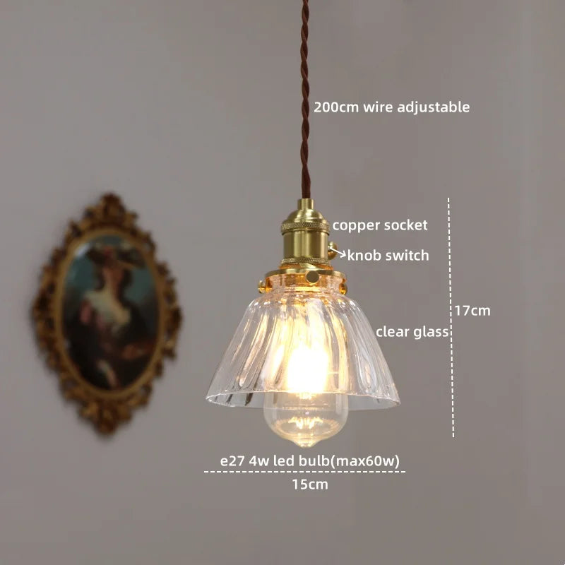 Afralia™ Copper Glass LED Pendant Light for Modern Home Decor - Hanging Lamp