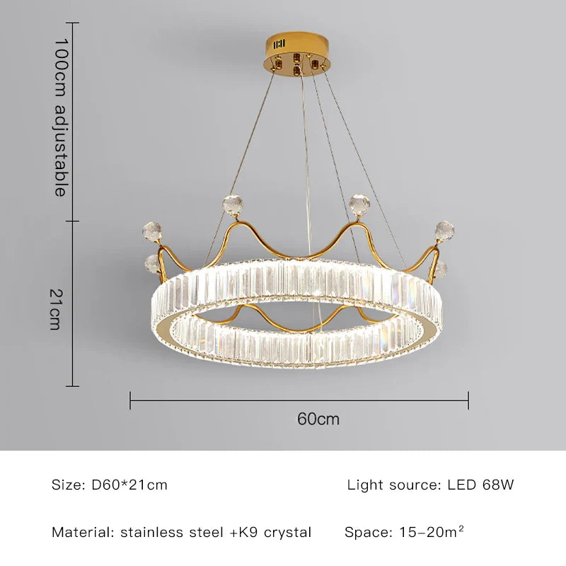 Afralia™ Crown Petal LED Crystal Chandelier - Luxury Nordic Design for Girls' Bedroom