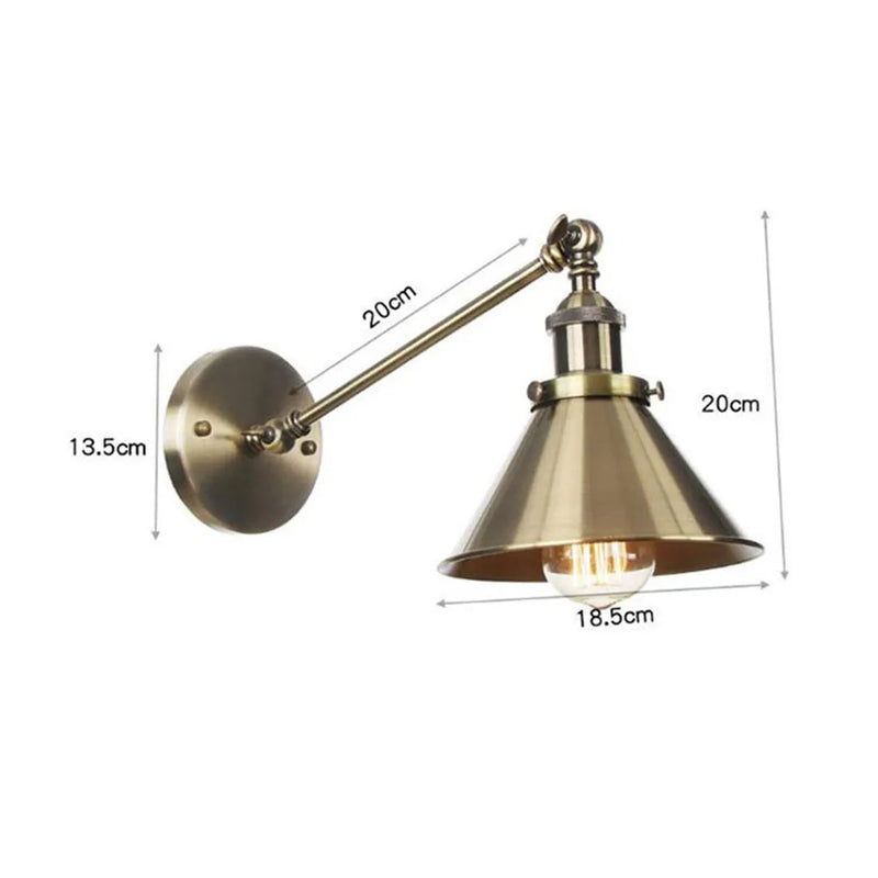 Afralia™ Brass Copper Wall Light Single Adjustable Arm Vintage Umbrella Sconce