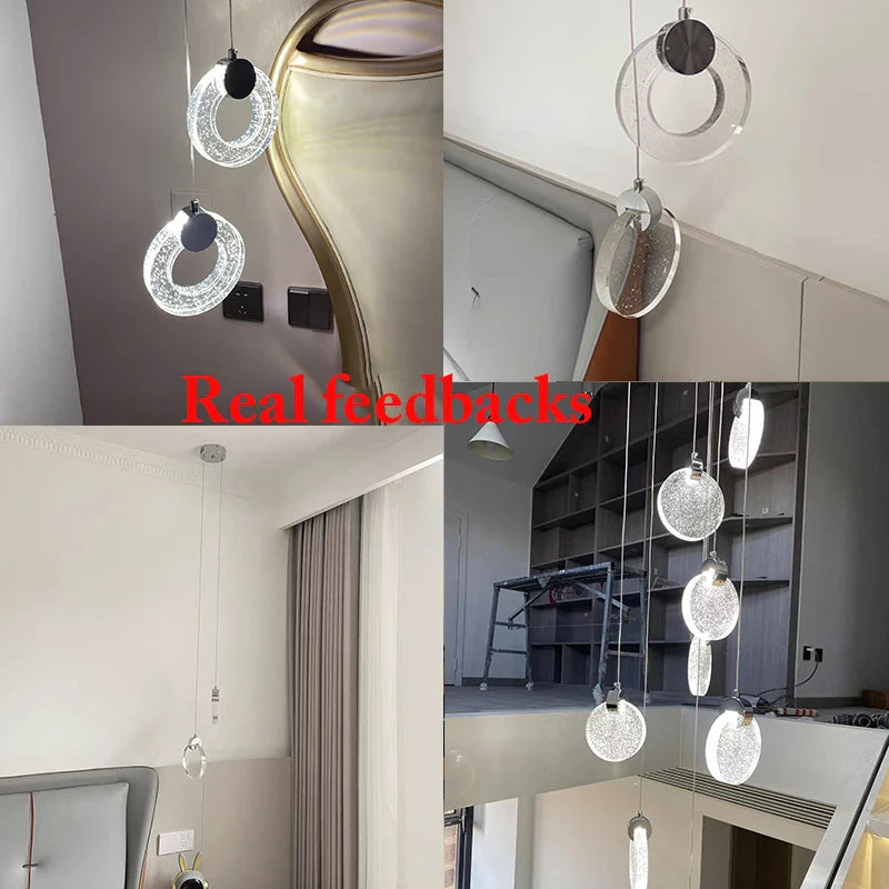 Afralia™ Bubble Crystal Pendant Lights: Nordic LED Hanging Lamps for Living Room, Bedroom & Dining Area