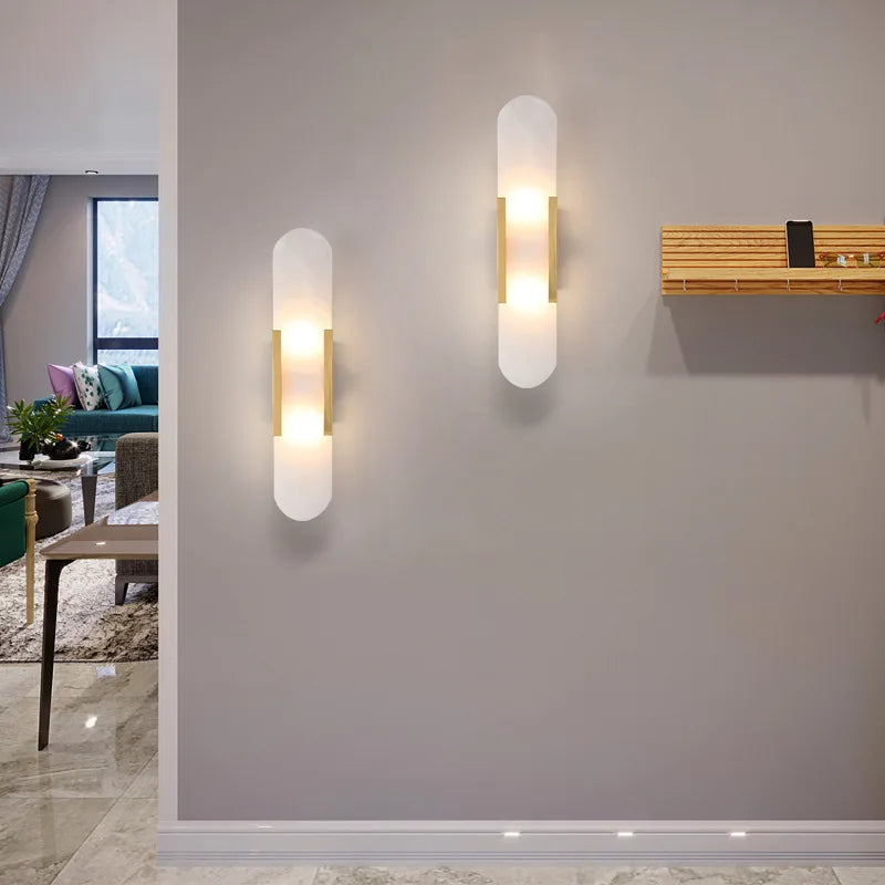 Afralia™ Marble Wall Sconce Light with G4 Bulb for Bedroom and Living Room