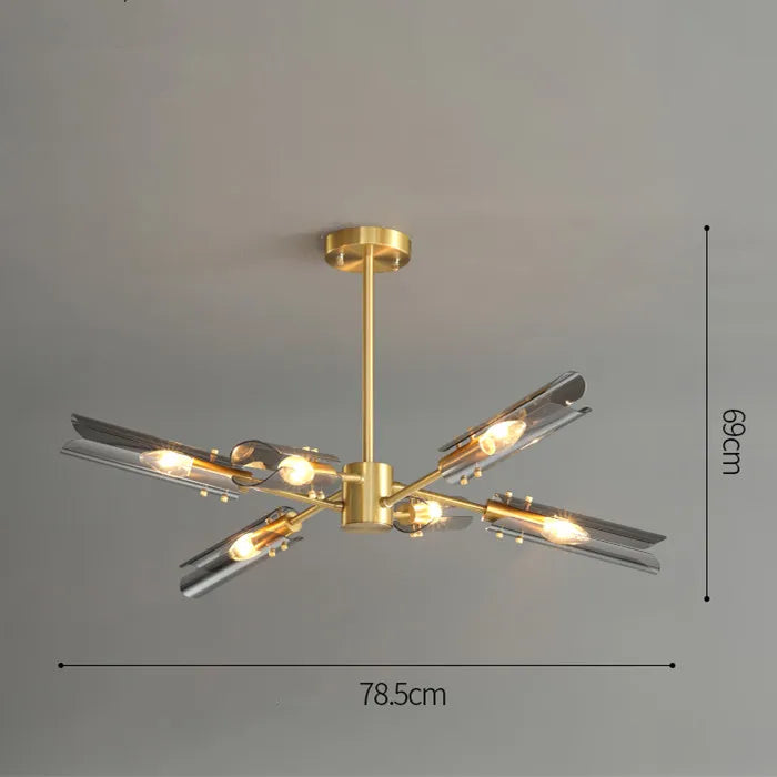 Afralia™ Lustre Metal LED Glass Chandelier Pendant Hanging Light