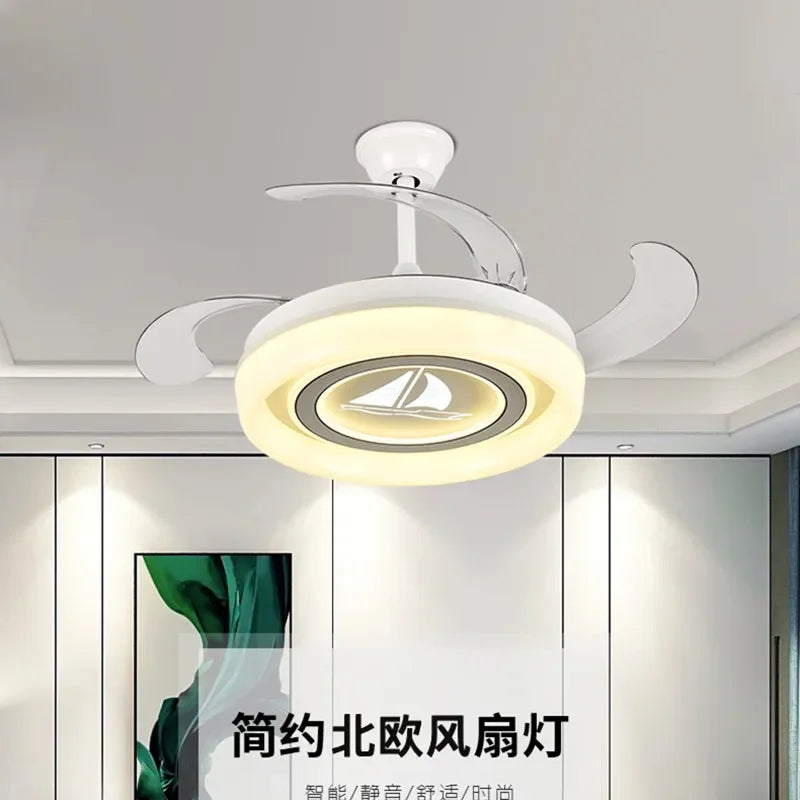 Afralia™ Minimalist LED Ceiling Fan Light - Abs Remote Control - Dimmable - Quiet