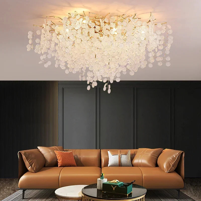 Afralia™ Money Tree Crystal Ceiling Chandelier