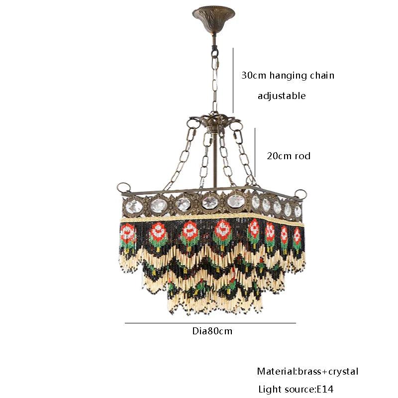 Afralia™ Black Rose Tassel Pendant Lights, Classic Retro Lustres for Living Room