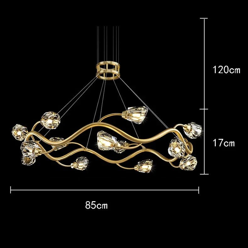 Afralia™ Crystal Chandelier LED Ceiling Light Modern Luxury Hanging Chandeliers for Living Room