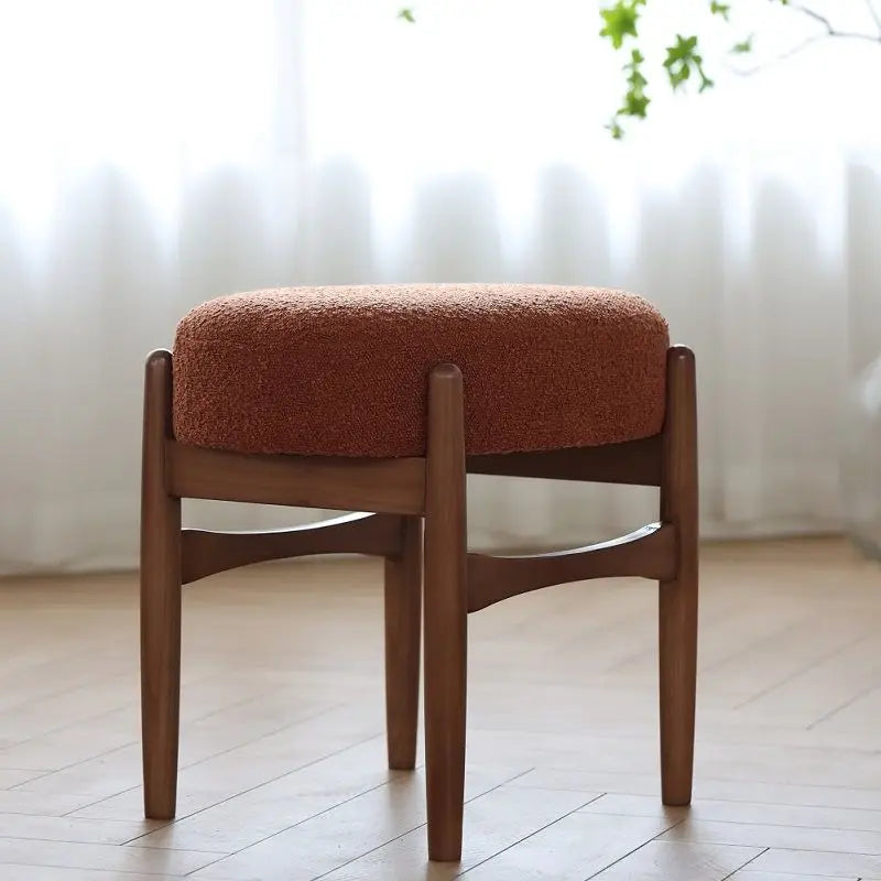 Afralia™ Ash Wood Makeup Bench Dressing Chair for Small Spaces