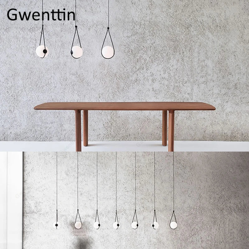 Afralia™ Nordic Glass Ball Pendant Lamps Water Drop LED Light Fixtures for Home Decor