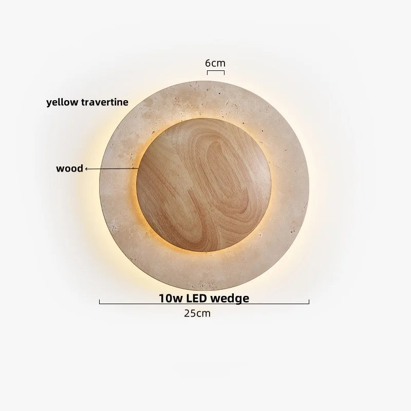 Afralia™ LED Wall Lights Yellow Travertine Stone Modern Bedside Lamp